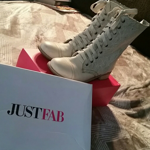 Creme colored laced boots