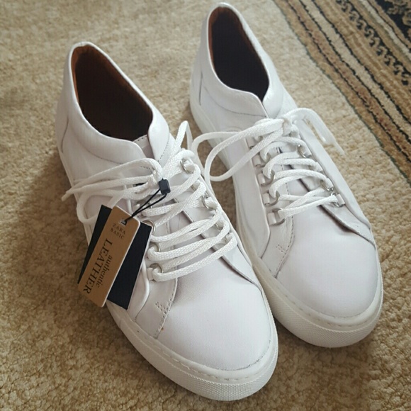 zara white leather shoes