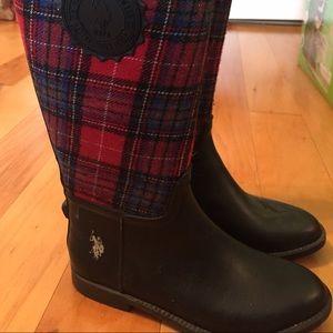 Ralph Lauren rain boots with plaid fabric!