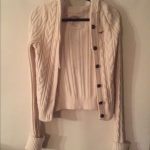 Hooded knit cardigan