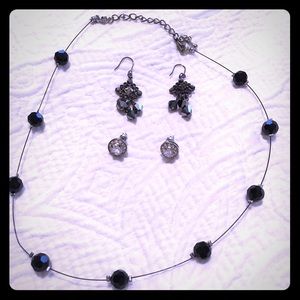 2 sets of earrings and necklace