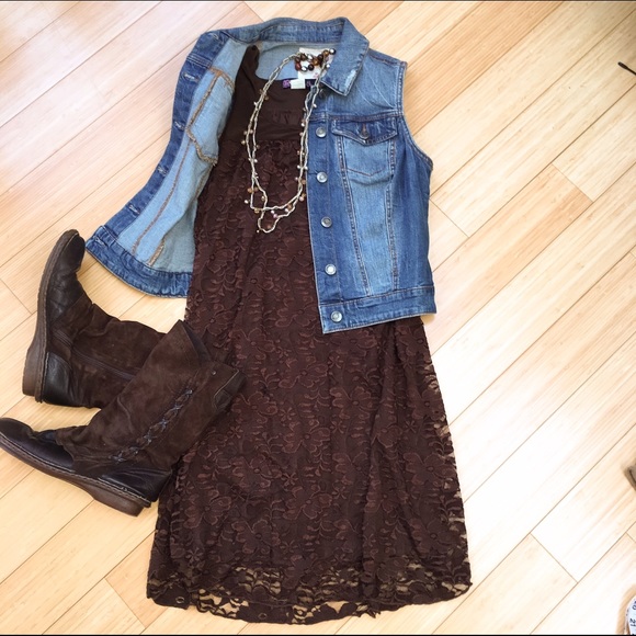 Dresses & Skirts - Brown lace dress, sz small.