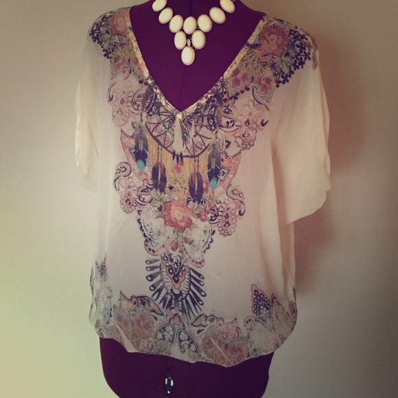 Charlotte Russe Tops - Sheer printed blouse
