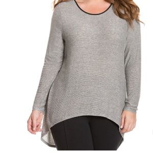 Lane Print Zip Back Top w/ Chiffon Worn 1x