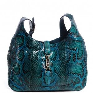 GUCCI Python Jackie Shoulder Hobo Malachite Green