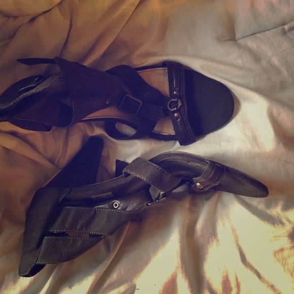 Dark olive green sturdy heels