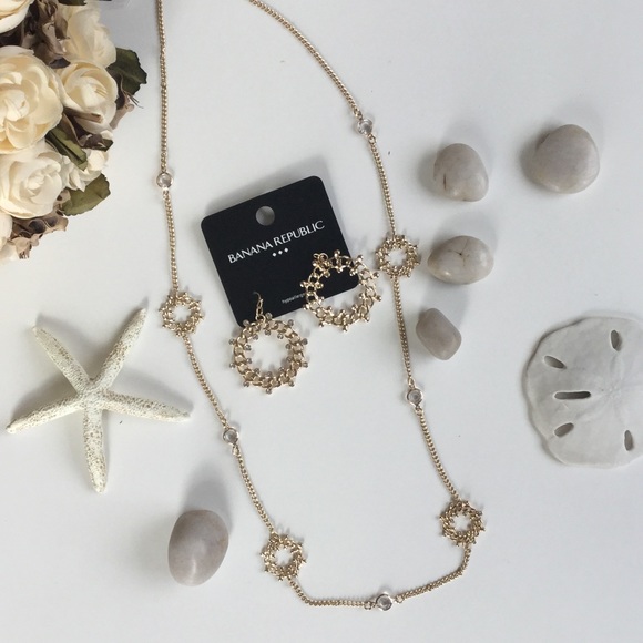 Banana Republic Gold Necklace and Earrings