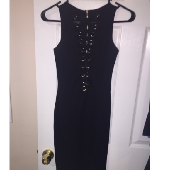 Lace up black trendy dress