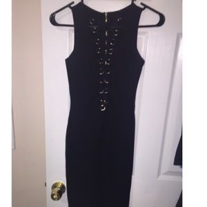Lace up black trendy dress