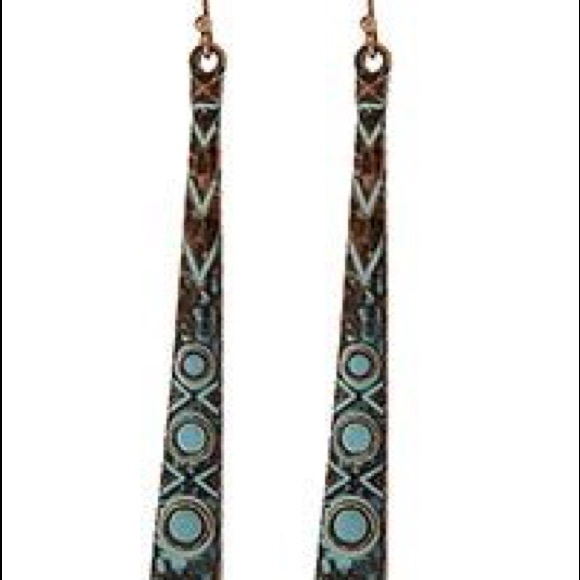 Copper Turquoise Design Dangle Earrings