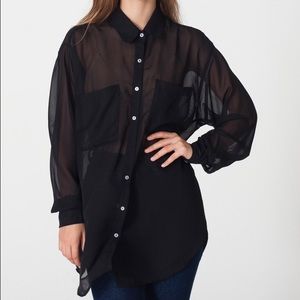 American Apparel Black Chiffon Top