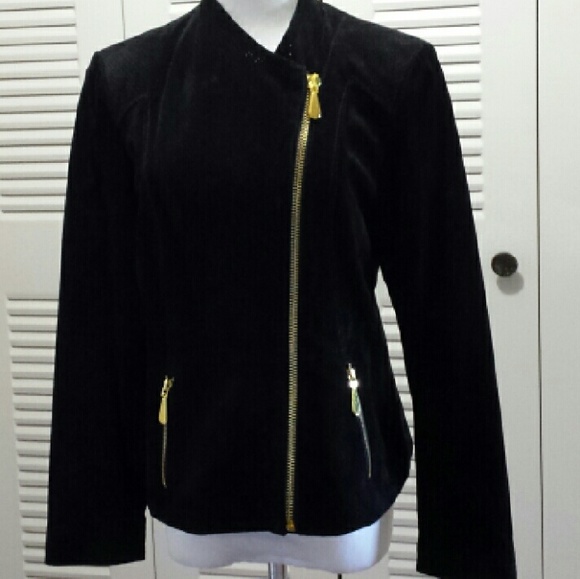 Queen  Collection  Jackets & Blazers - Queen  Collection  Black Suede Leather  Jacket