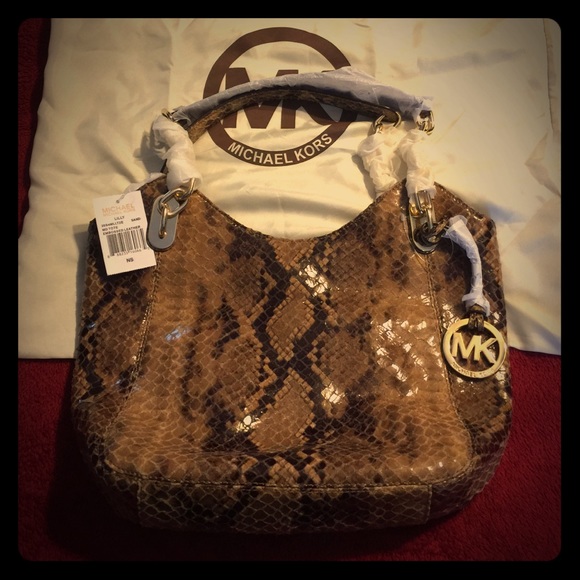 Michael Kors "Lilly" Python Medium Tote
