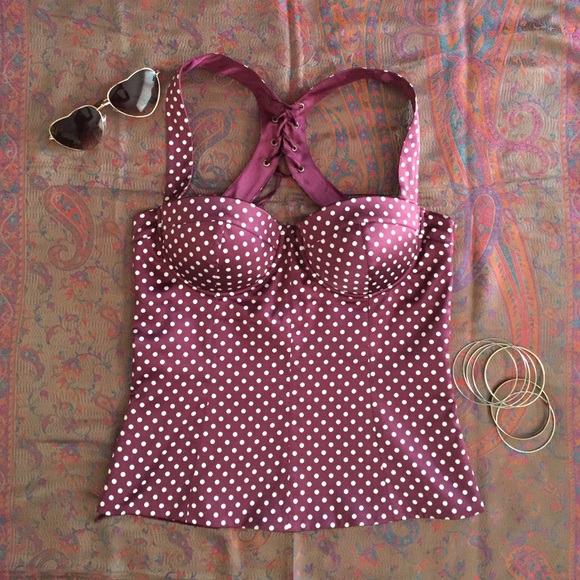 Marciano silk polkadot corset top