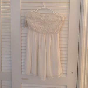 Zara embroidered white strapless dress