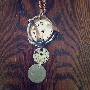 Vintage handmade clock necklace!