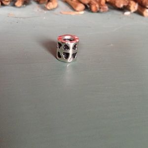 RETIRED Pandora heart bead with small diamonds.