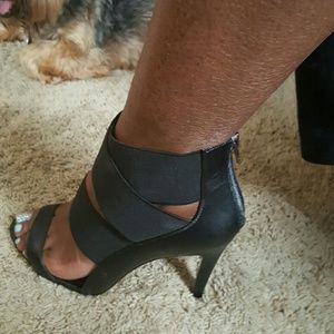 Black stretchy strap heels