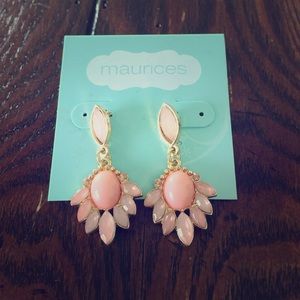 Pink and gold dangle earrings
