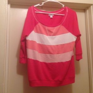 Pink & White 3/4 Sleeve Sweat Shirt