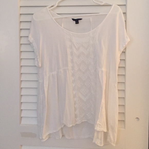 Loose-fit American eagle white embroidered blouse