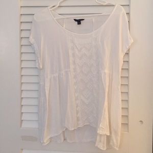 Loose-fit American eagle white embroidered blouse