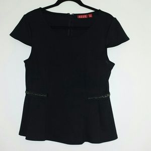 Black Peplum Scoop Neck Top
