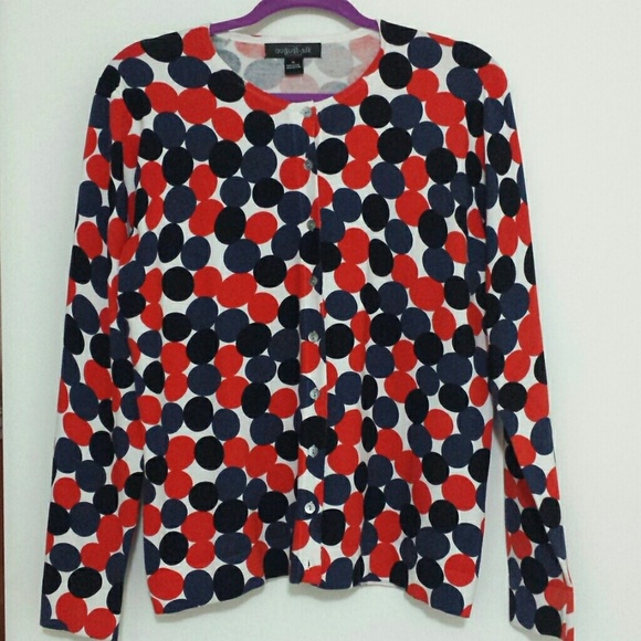 August Silk Red White and Blue Sweater
