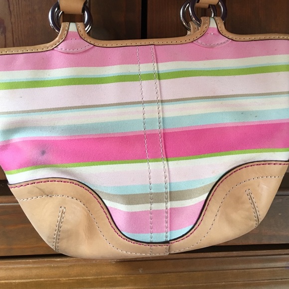 Authentic Coach Bag Spring Striped Small - Picture 2 of 4