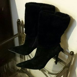 Jet Black Fur Booties