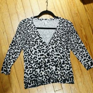 White House Black Market Leopard Print Cardigan