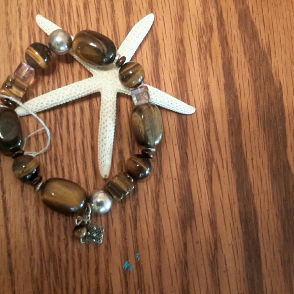 TIGERS EYE STERLING SWAROVSKI CUSTOM Gemstone BRACELET NEW*