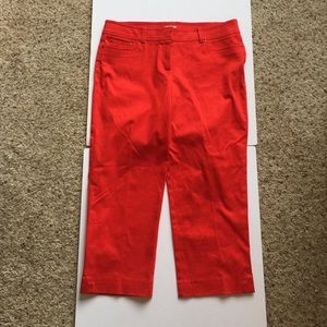 Red ankle length pants