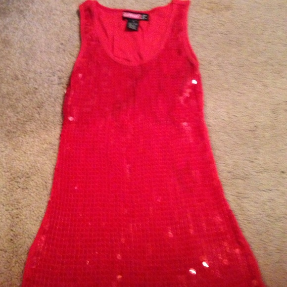 Sequined red tank