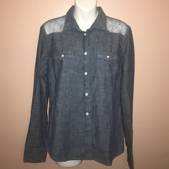 American Eagle Blue Jean Blouse