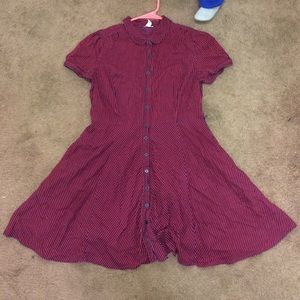 Navy and red stripes a line dress