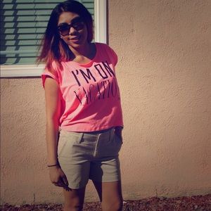 "I'm On Vacation" VS Pink Crop Top