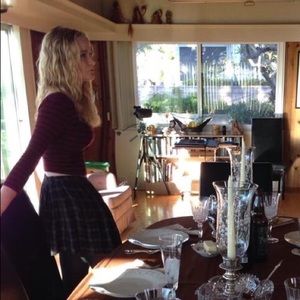 Plaid black and grey mini skirt.