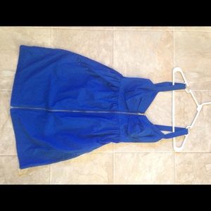 A Blue zip-up sun dress