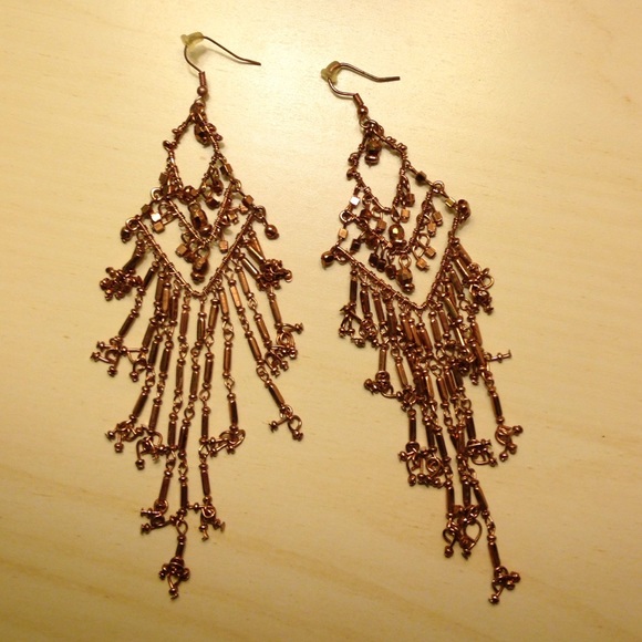 Free People Jewelry - Long copper dangly earrings