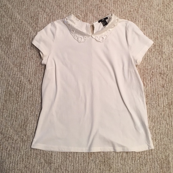 H&M short sleeve white shirt with collar