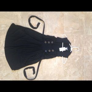 A black collared dress with pockets