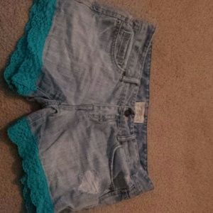 Aeropostale shorts with blue/green lace