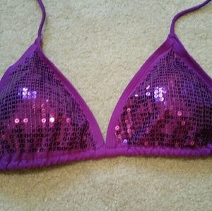 Purple sequin bikini top