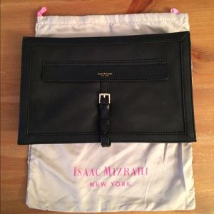 Black leather envelop clutch