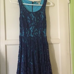 Blue skater dress with lace