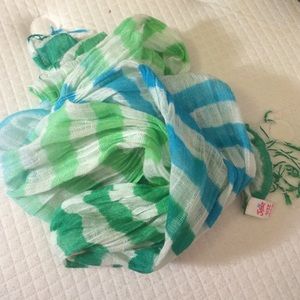 Blue and green striped scarf