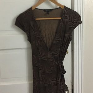 BCBG MaxAzria Brown/Nude Geometric Wrap Dress - XS