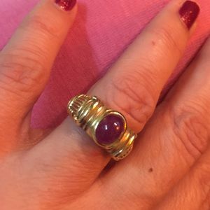 18Karat Solid GOLD Ruby Cabochon Ring Size 6