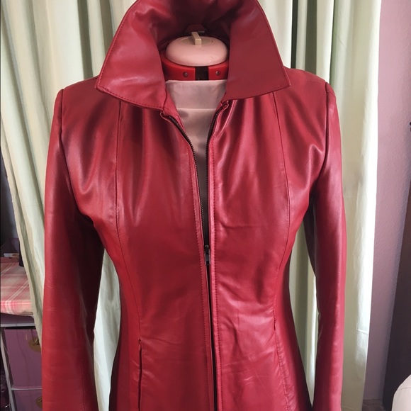 Jackets & Blazers - Dark red leather jacket